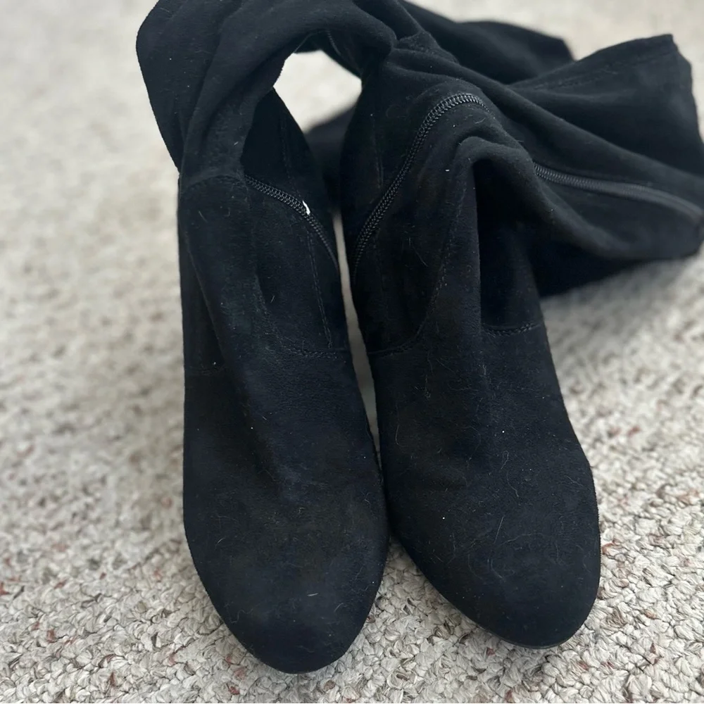 SO Over the Knee Boots Faux Suede Black Size 9